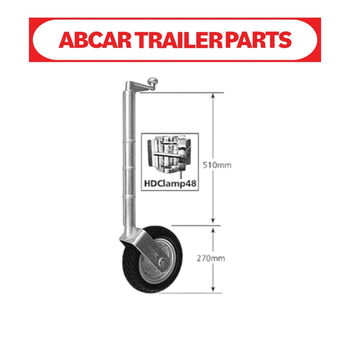 Picture of Jockey Wheel 10" Solid - Extra Height with Clamp