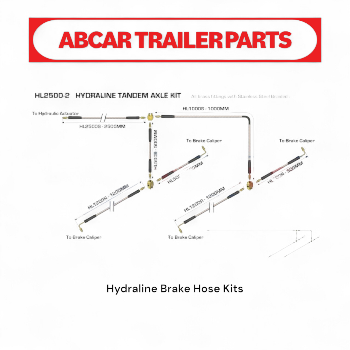 Picture of Hydraline Braided Brake Line Kit - 2.5m Tandem Axle