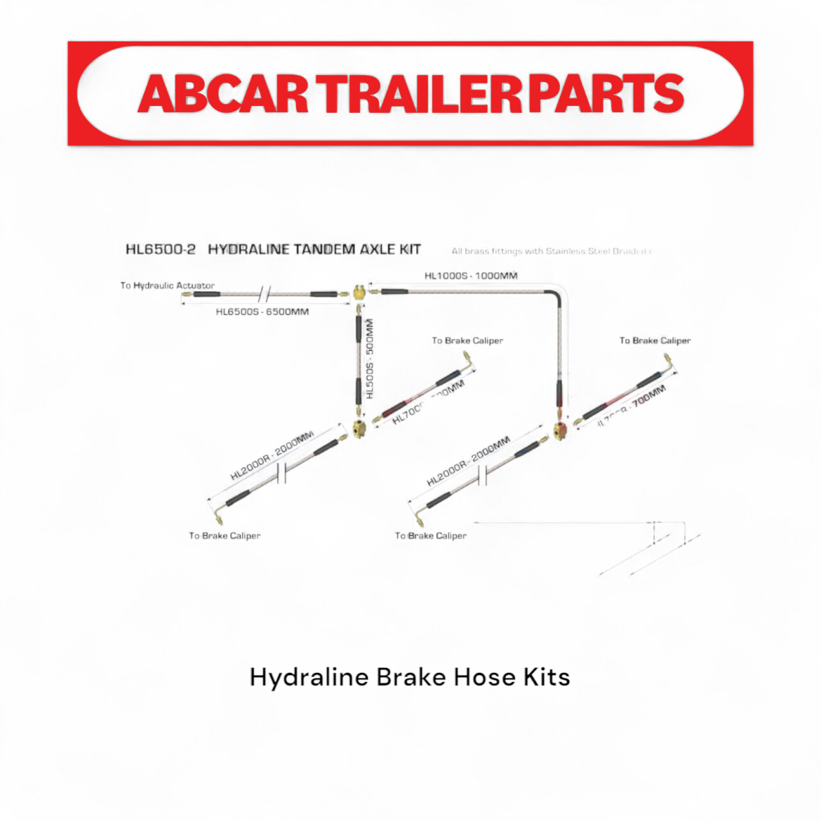 Picture of Hydraline Braided Brake Line Kit - 6.5m Tandem Axle (8m Boat Trailers)
