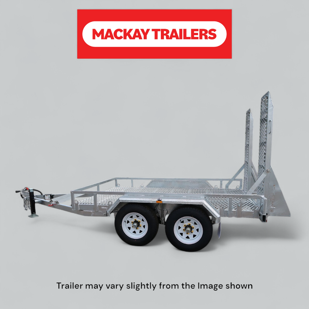 Picture of 8x5 S3200 Gal Tandem Axle Plant Electric Brake Trailer ATM 3200kg
Package Includes:  8" Jockey Wheel, Spare Wheel Bracket, Spare Wheel