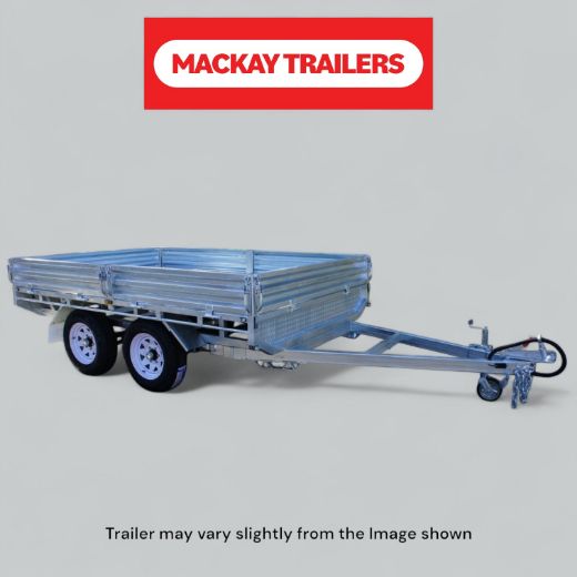 Picture of 10x7 S3500 Gal Tandem Axle Flat Top Electric Brake Trailer ATM 3500kg
Package Includes:  8" Jockey Wheel, Spare Wheel Bracket, Spare Wheel ($9400 with Ramp and Cage)