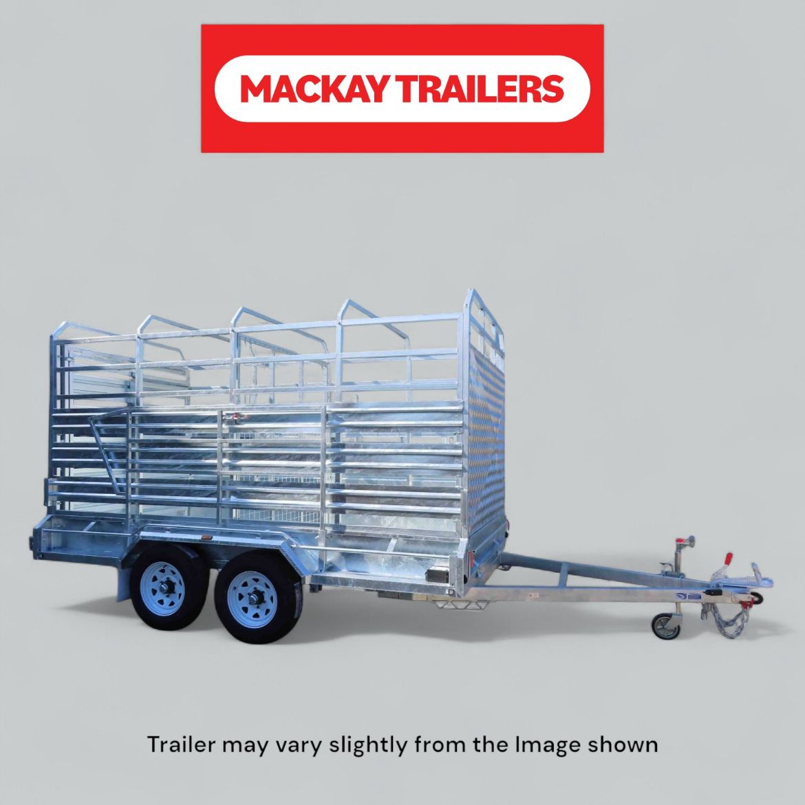 Picture of 12x6 S3500 Gal Tandem Axle Live Stock Electric Brake Trailer ATM 3500kg
Package Includes:  8" Jockey Wheel, Spare Wheel Bracket, Spare Wheel