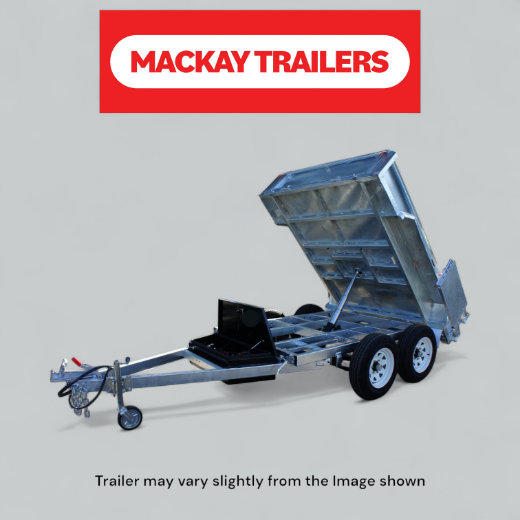 Picture of 10x5 S3200 Gal Tandem Axle Hydraulic Tipper Electric Brake Trailer 450mm Sides ATM 3200kg
Package Includes:  8" Jockey Wheel, Spare Wheel Bracket, Spare Wheel and 600mm Cage