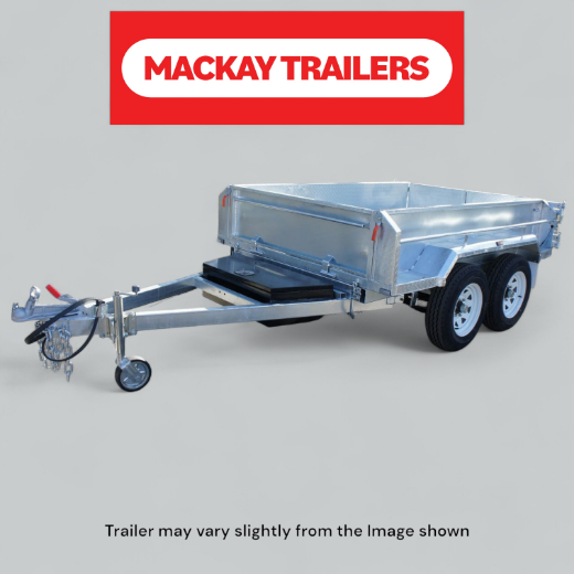 Picture of 8x5 S3200 Gal Tandem Axle Hydraulic Tipper Electric Brake Trailer 450mm Sides ATM 3200kg
Package Includes:  8" Jockey Wheel, Spare Wheel Bracket, Spare Wheel and 600mm Cage
