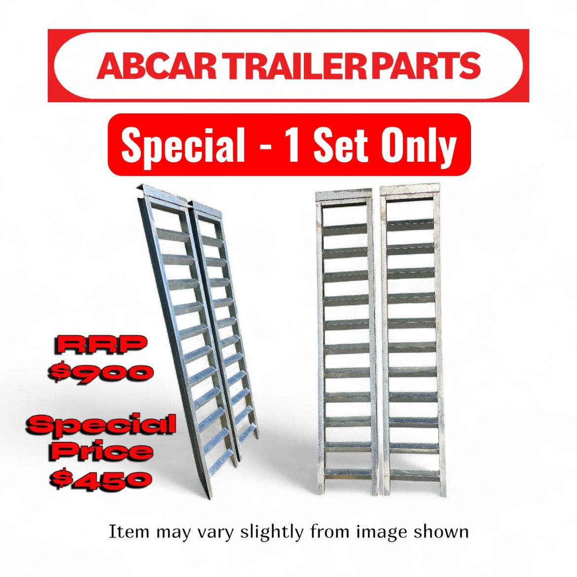 Picture of Galvanised Steel Ramps 2050mm x400mm 2000Kg Sold as a Pair (RRP $900)
One Pair only in stock at this Price